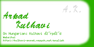 arpad kulhavi business card